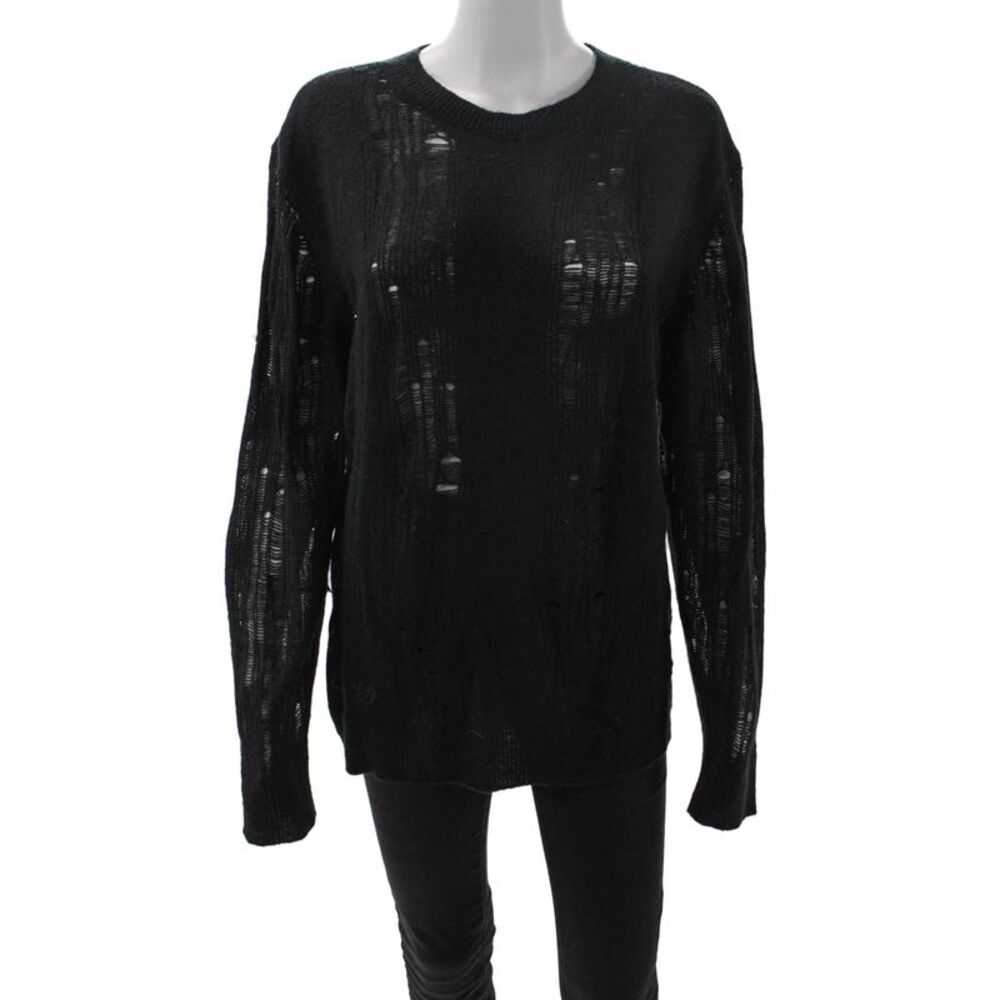 Adidas Unisex Grunge Pullover Sweater Black Crew Neck Long Sleeve Size M